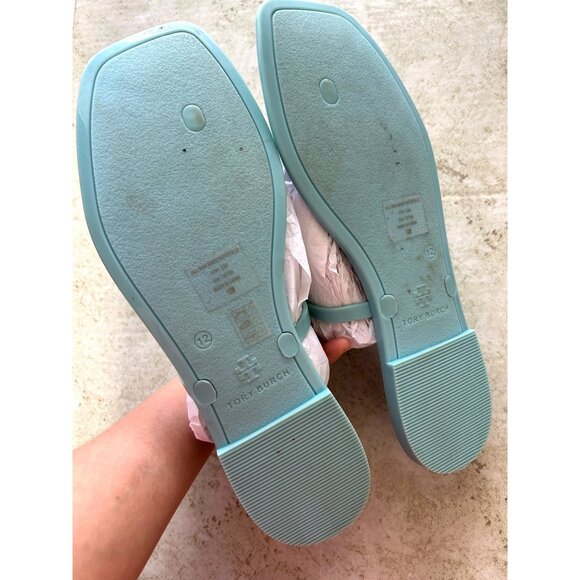 Tory Burch Women's Size 12M Aqua Blue Rubber Sandals Square Toe - Picture 8 of 8